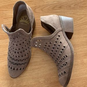 Tan cutout booties